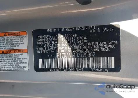 2013 Scion Fr-S 10 Series из США, поврежденный, VIN JF1ZNAA14D2729902